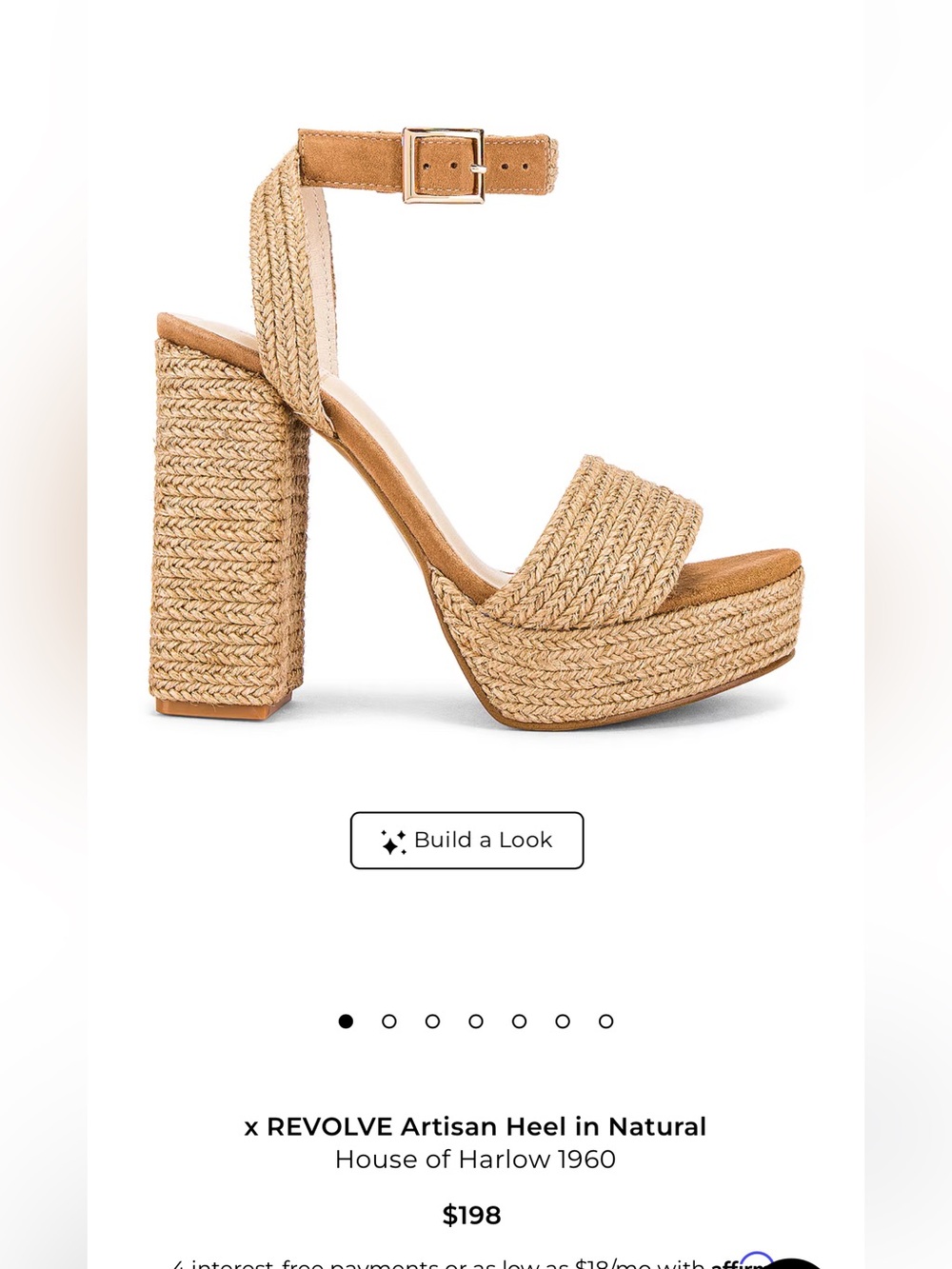 House of Harlow Natural Braided Platform Block Heel Sandal 9 New Without Box